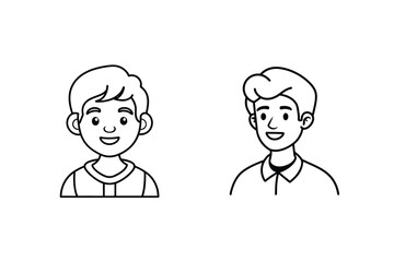 Smiling boys cartoon portraits illustration