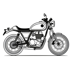Fototapeta premium Classic motorcycle black and white side view drawing