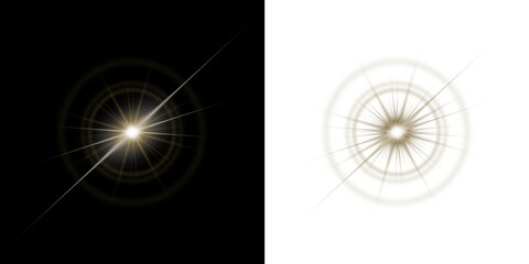 gold star light flare effect shine glow on transparent background. golden light sun shiny. effect magic light glow. ray gold. splash light. PNG file