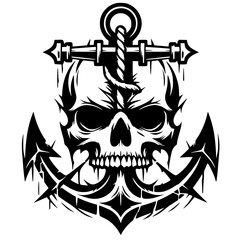 Anchor skull silhouette