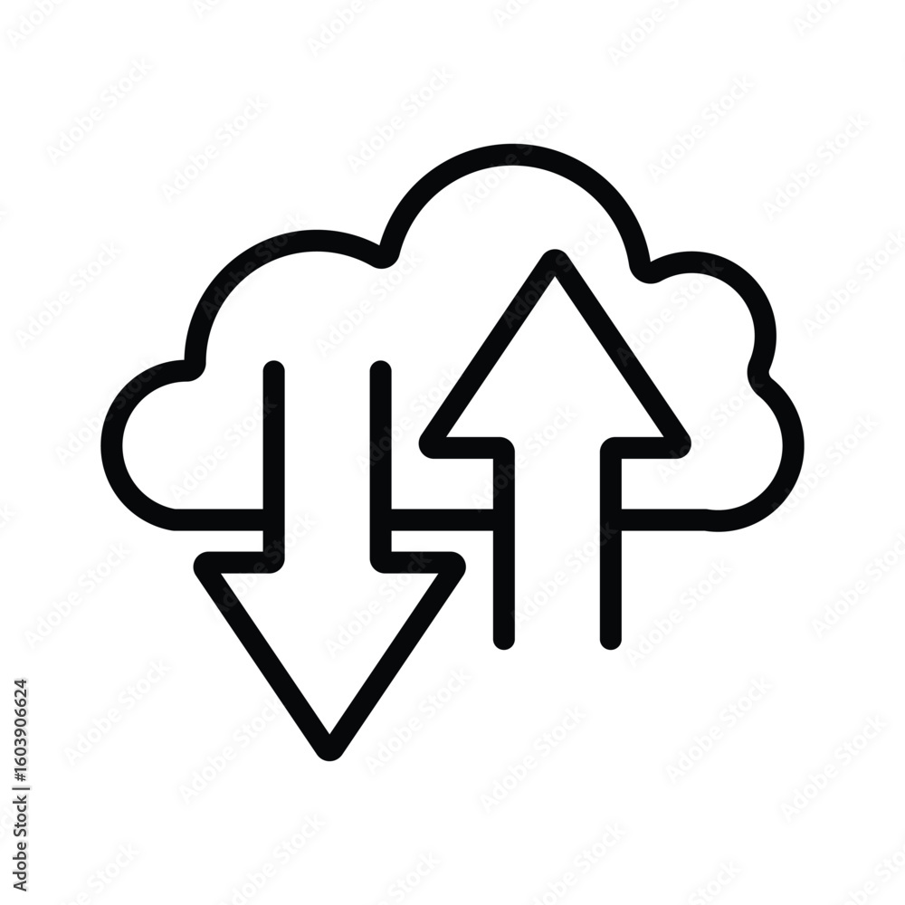 Poster cloud with up down arrows signifying data transfer