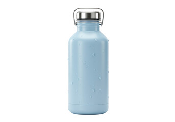 Isolated Light Blue Water Bottle with Droplets
