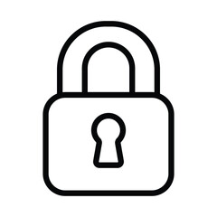 Outline of a padlock showing a looped handle and keyhole centered on a white background