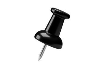 Isolated Black Push Pin on White Background
