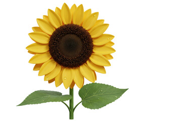 Obraz premium Isolated Sunflower with Droplets on Petals