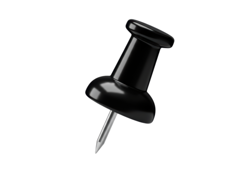 Isolated Black Push Pin on White Background