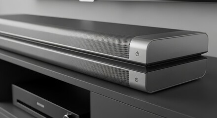 Obraz premium Sleek Modern Soundbar Enhancing Home Entertainment with Premium Audio Quality