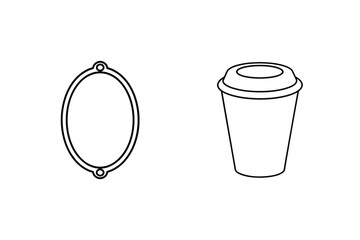 Oval frame and disposable coffee cup decorative frame