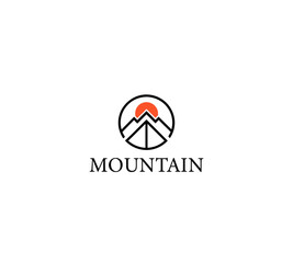  Geometric Circular Mountain and Sun Logo
