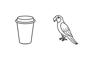 Parrot near disposable cup bird tropical bird