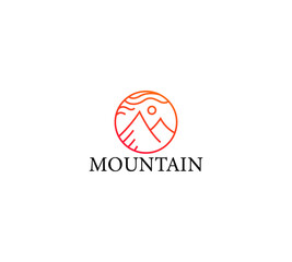 Minimalist Circular Mountain and Waves Logo