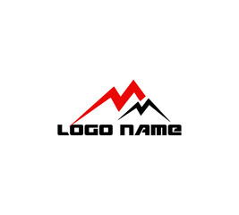  Dynamic Abstract Mountain Peaks Logo Red Black