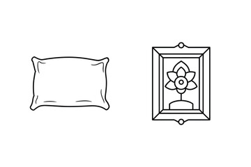 Pillow and framed flower illustration cushion sleep