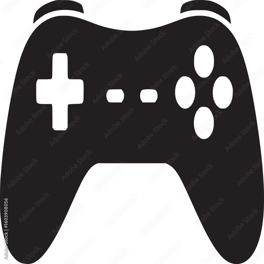 Fototapete Isolated black game controller with plus and circle buttons on a white background illustration
