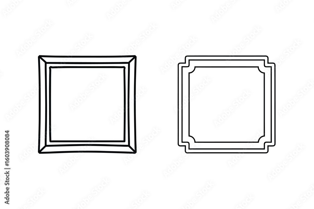 Poster two square frames simple outline border