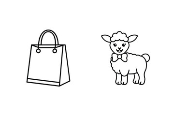 Shopping bag and cute sheep paper bag handle