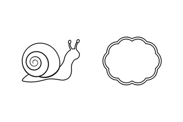 Black outline snail and decorative frame shell antennae