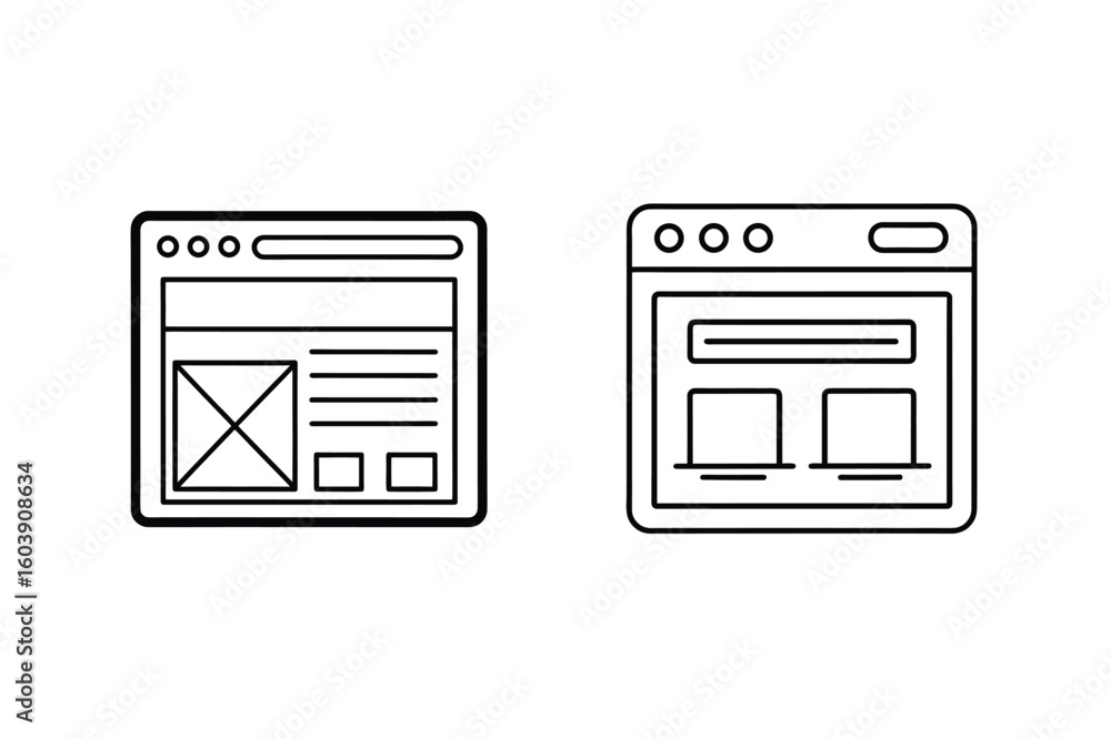 Poster website layout wireframe icons vector