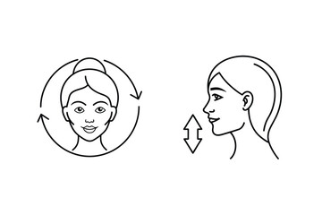 Woman face rotation and movement profile