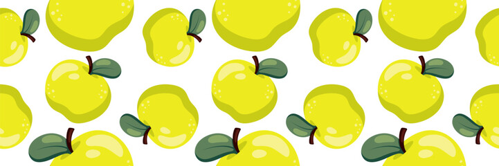 Juicy seamless pattern with apples. For summer backgrounds, food packaging, fabric prints