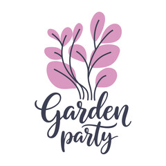 Garden party invitation template with botanical accents, ideal for events or spring designs.
