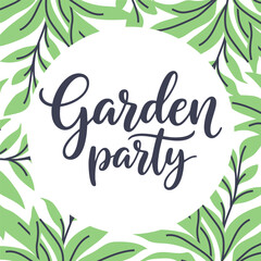 Garden party invitation template with botanical accents, ideal for events or spring designs.
