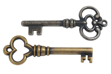 Antique metal keys ornate design isolated on a transparent background image