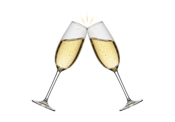 Isolated Clinking Champagne Glasses Celebrating Toast