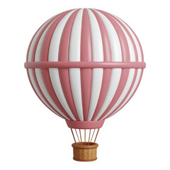 Colorful hot air balloon with basket flying high in the sky, an isolated vector illustration of fun travel and adventure