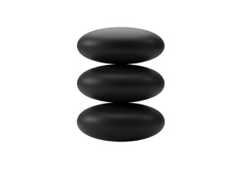 Isolated Stack of Three Smooth Black Zen Stones