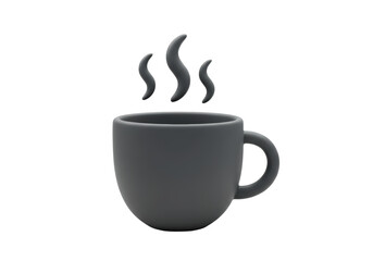 Isolated Dark Gray Mug with Steaming Aroma Symbol