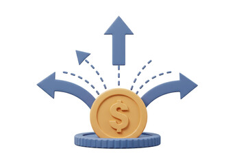Isolated Coin with Arrows Financial Growth Symbol