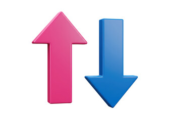 Isolated Up and Down Arrows in Pink and Blue for Data Comparison