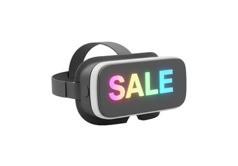 Fototapeta premium Isolated 3D Render of a Virtual Reality Headset with 'Sale' Display