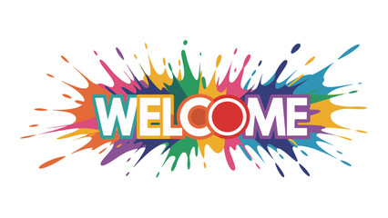 welcome text vector on colorful printable background design