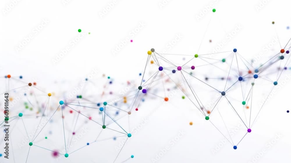 Poster abstract colorful dotted network design