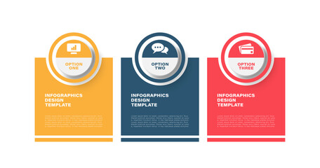 Three steps marketing and financial infographics. Infographic layout with icons and text.