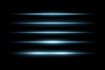 Glowing horizontal beams arranged in vertical stack with symmetrical light spread. Sharp edges fade smoothly into dark background, creating futuristic motion effect.