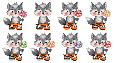 set of funny cartoon dogs