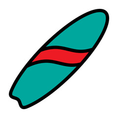 Surfboard Vector Filled Icon Design