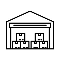 Warehouse Icon with Boxes. Storage and Inventory Symbol