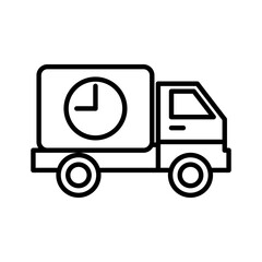 Delivery Truck with Clock Icon Express and Scheduled Shipping Vector