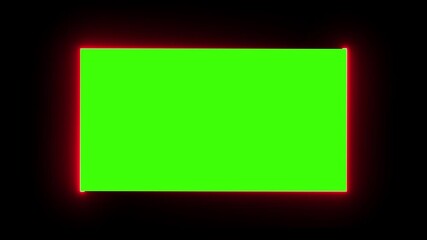 Neon circle frame. bar processing, tv screen noise glitch effect tv screen noise glitch effect, Animation End screen YouTube channel  . Neon trail light on rectangle frame on black background.