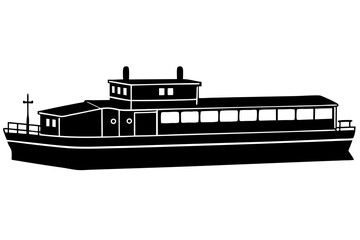 barge black and white silhouette