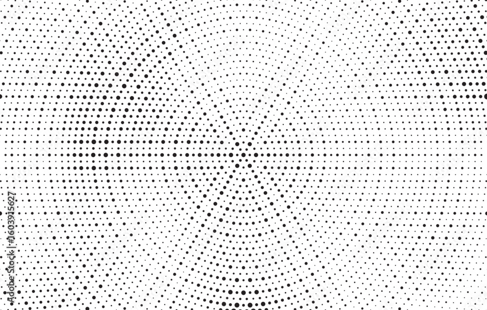 Aufkleber radial halftone gradient background. dotted concentric texture with fading effect. black and white c