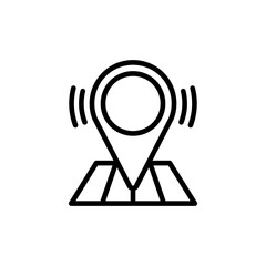 Live Location Icon. GPS Pin with Signal Waves on Map  Vector Navigation Symbol