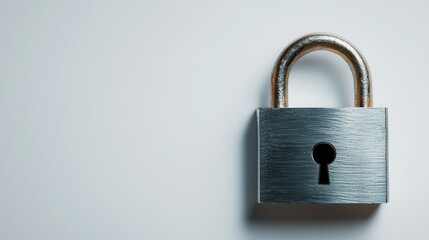 Naklejka premium Secure Metal Lock with Keyhole on Plain White Background