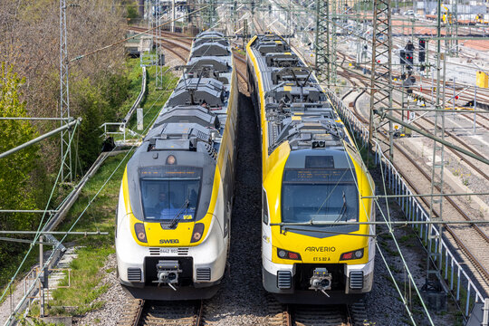 Regional trains of SWEG and Arverio in Stuttgart Untert&uuml;rkheim, Germany