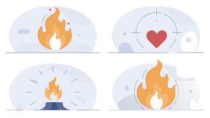 set of fire icons