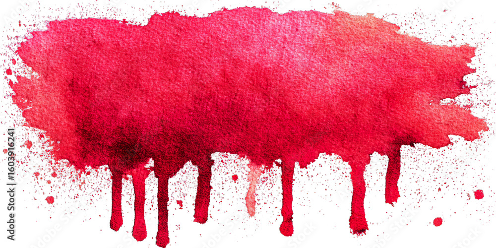 Poster vibrant red watercolor splash with dripping edges, creating a bold and artistic visual element for v